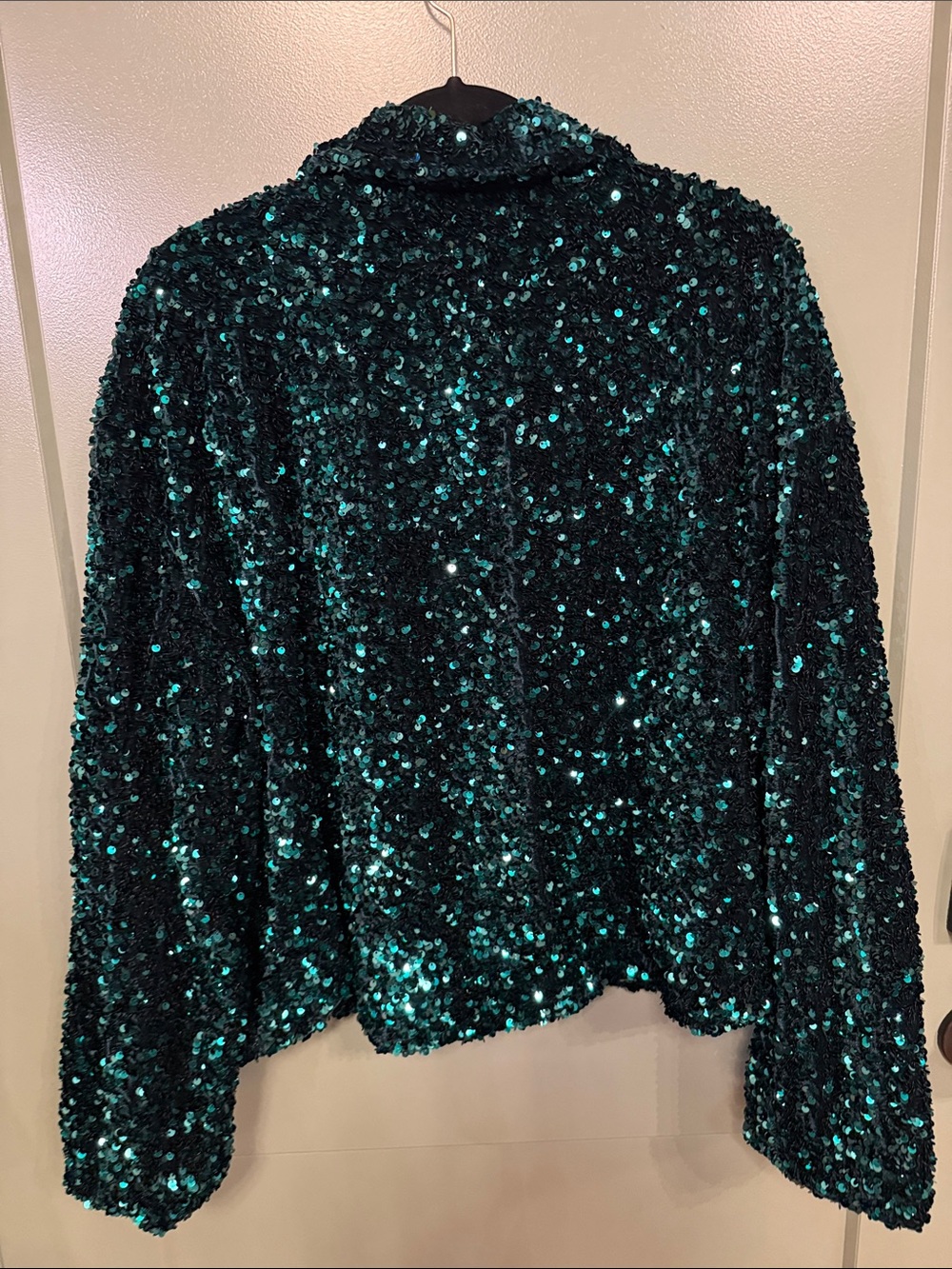 Anthropologie Emerald Green Sequin Jacket - Picture 6 of 6